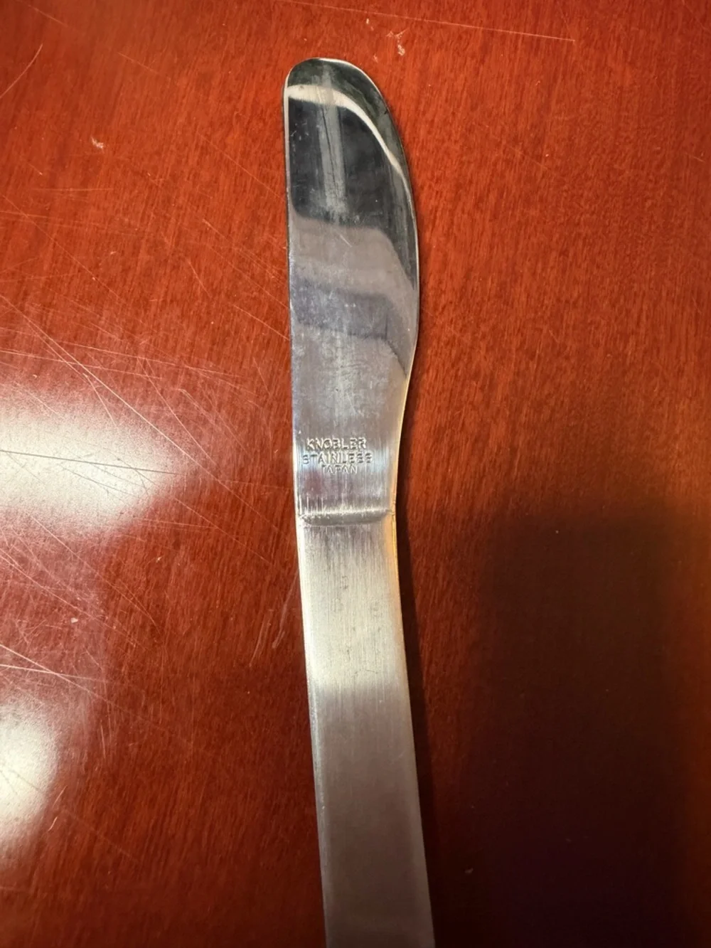 Knobler Stainless Steel Butter Knife Silver Satin Finish Solid Handle Japan